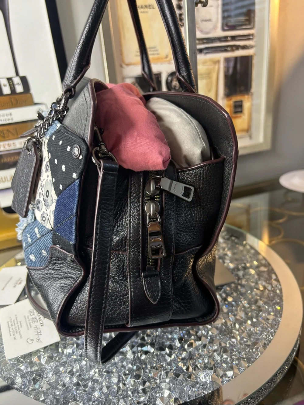 ***Current Carry***Coach Mercer Denim Patchwork Canyon Quilt Satchel